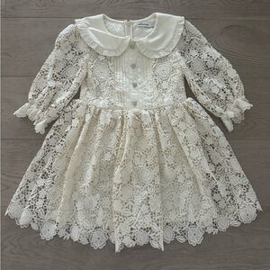 SELF-PORTRAIT Girls Embellished guipure lace dress
Cream color size 7-8